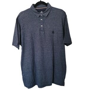 Rugby University Polo Shirt Mens Large‎ Blue Heathered Embroidered Lion Crest L